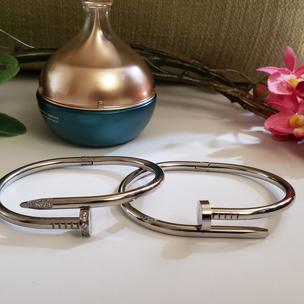 Nail Stainless Steel Bangle Bracelet